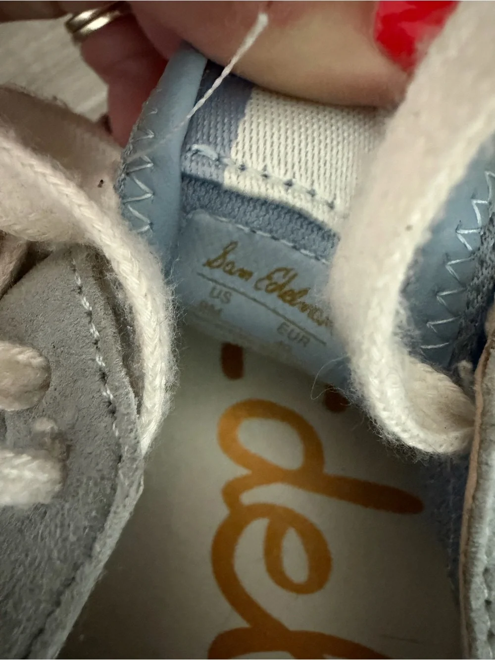 Sam Edelman Pale Blue and Cream Suede Sneakers